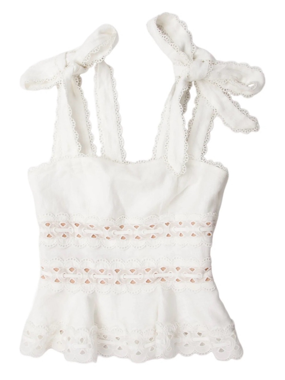 Zimmermann Kirra linen White Eyelet Tie-Strap Sz 1